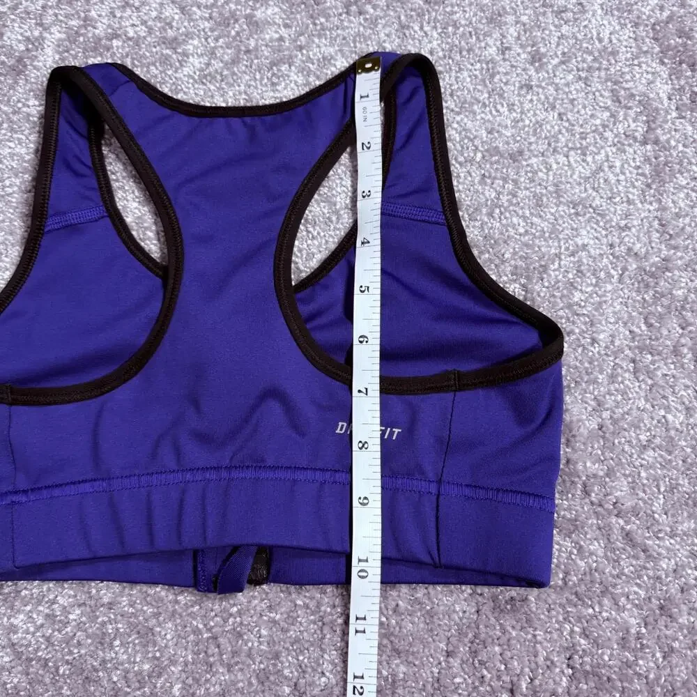 Nike Pro Sports Bra Womens XS Purple Zip Front Racerback Compression Dri-FIT